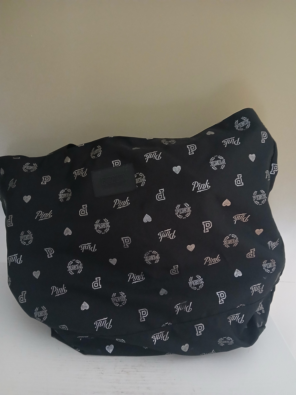 PINK Victoria's Secret Black Logo Pattern Tote Bag NWOT
